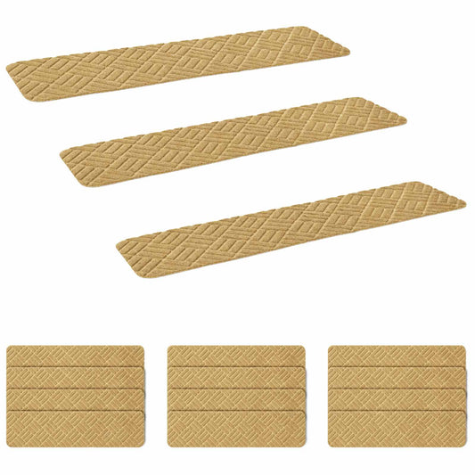 Stair Mats 15 pcs 76 x 20 cm Beige Polyester Rectangular