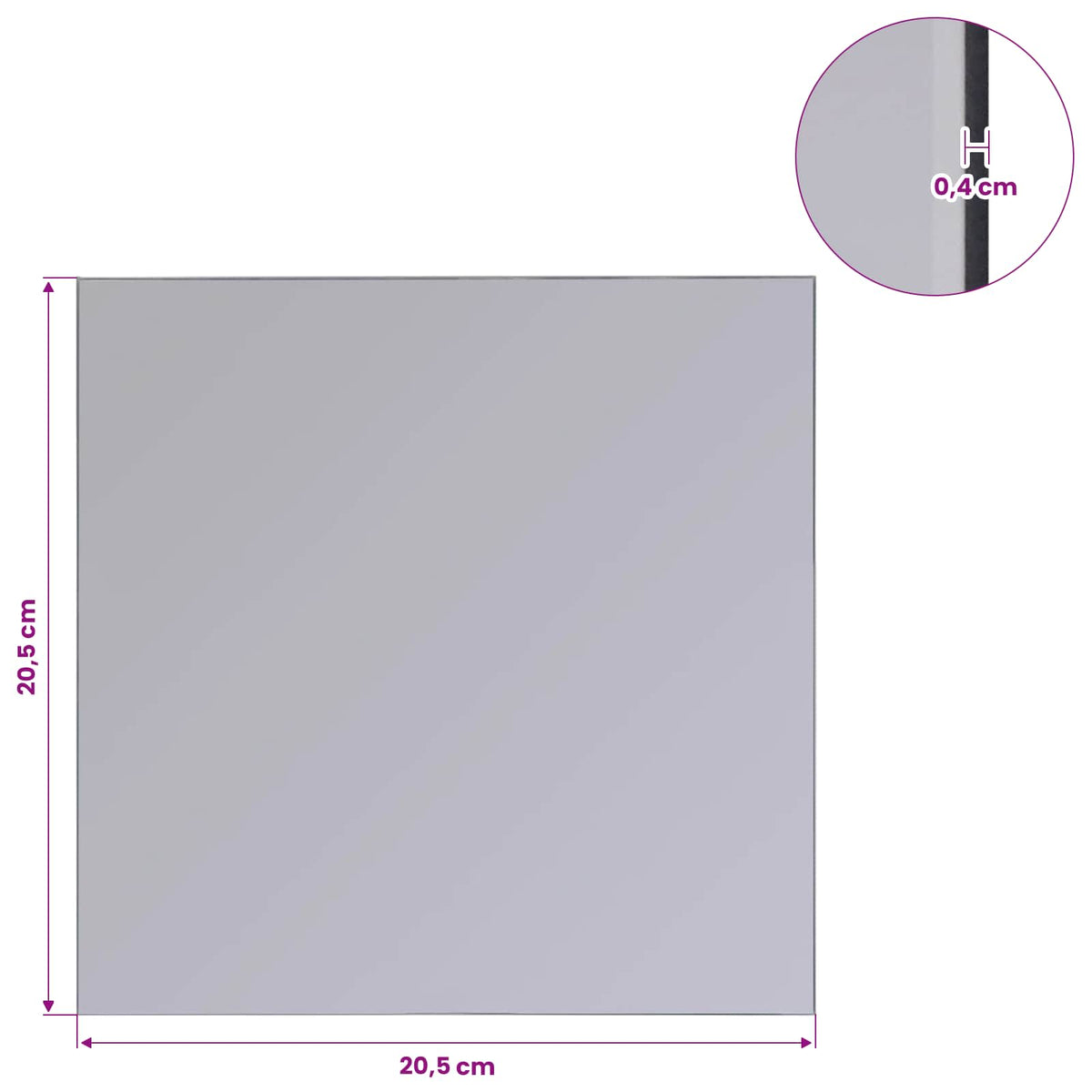 Mirrors 8 pcs Silver 20.5 x 20.5 x 0.4 cm High quality glass