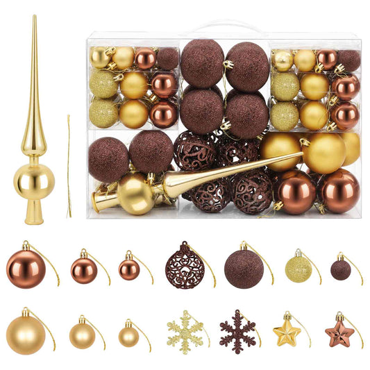 Christmas Ball Set 111 pcs Brown and Gold 6 cm Polystyrene