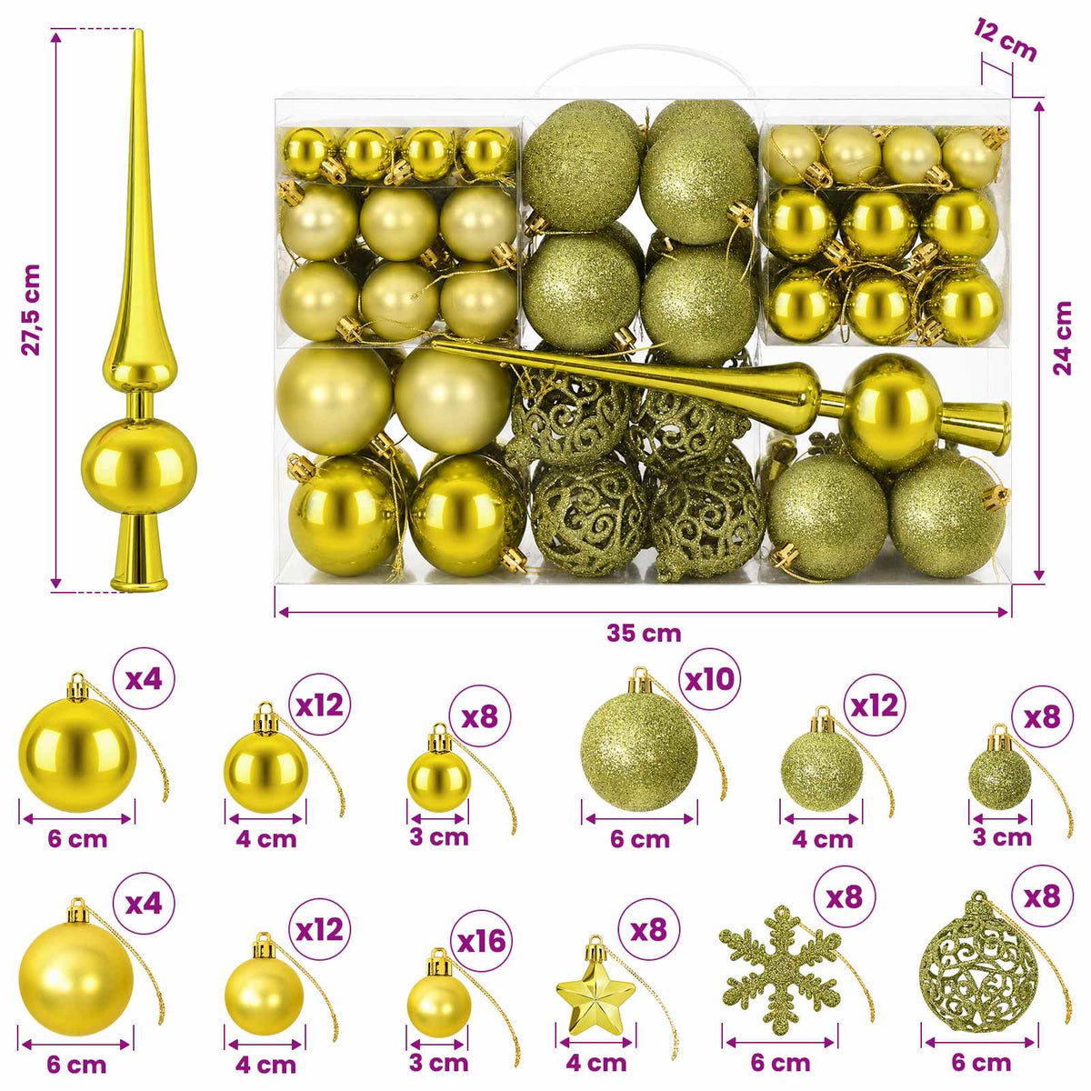 Christmas Ball Set 111 pcs Light Green 6 cm Polystyrene