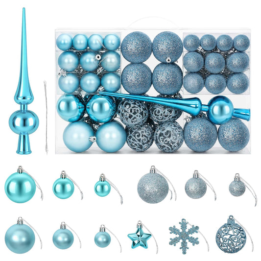 Christmas Ball Set 111 pcs Turquoise Dia. 6 cm Polystyrene