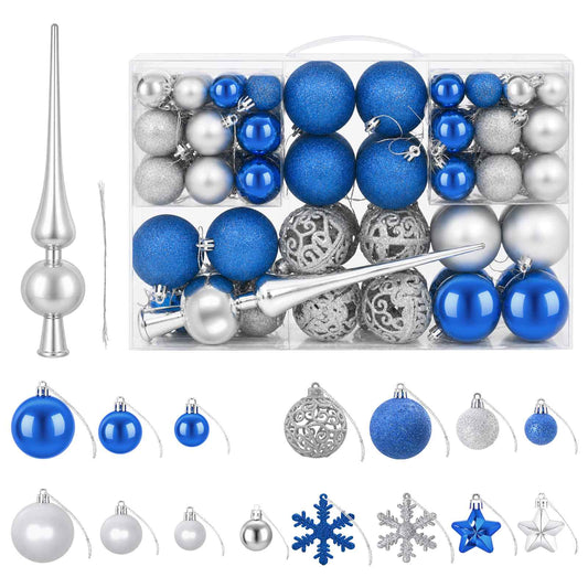 Christmas Ball Set 111 pcs Blue and Silver 6 cm Polystyrene