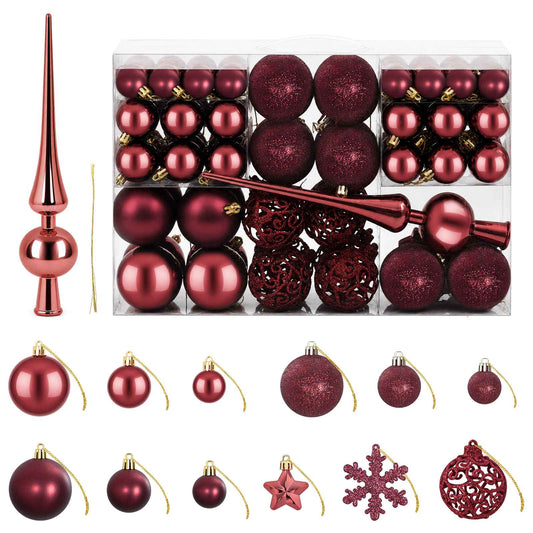 Christmas Ball Set 111 pcs Wine Red 6 cm Polystyrene