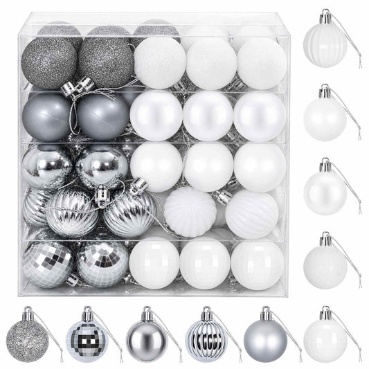 Christmas Ball Set 100 pcs White and Grey 4 cm Polystyrene