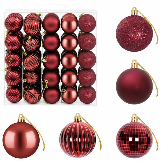 Christmas Ball Set 75 pcs Wine Red 6 cm Polystyrene
