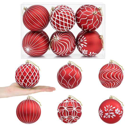 Christmas Ball Set XL 12 pcs Red and White 10 cm Polystyrene