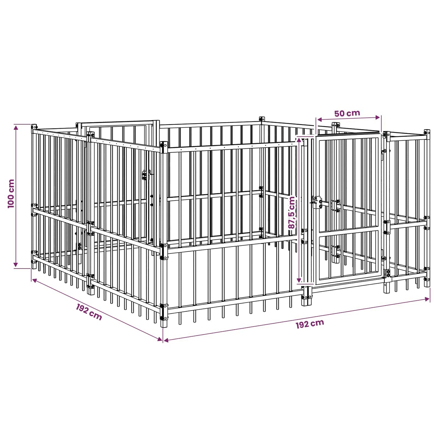 Outdoor Dog Playpen Black 192 x 192 x 100 cm Steel