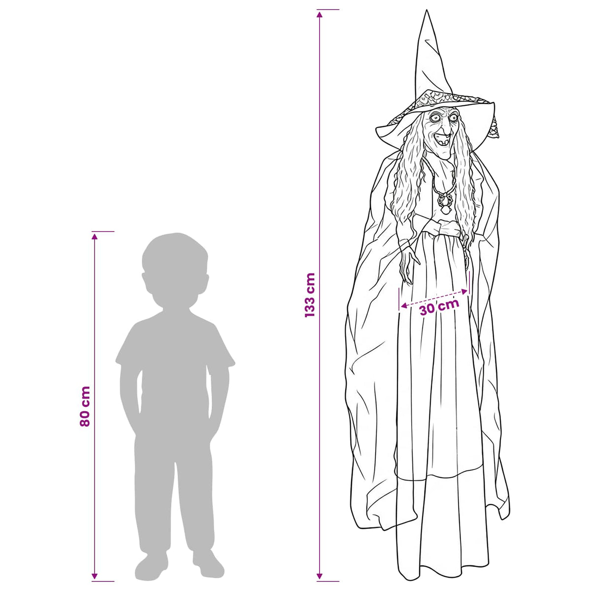 Halloween Hanging Witch SPOOKA Purple 30 x 133 cm