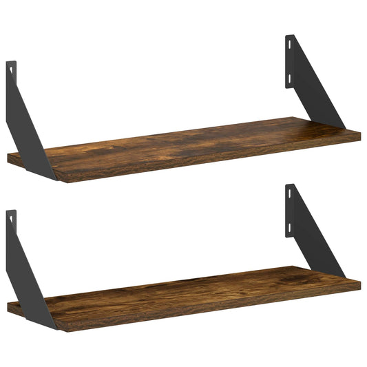Wall Shelves 2 pcs Smoked Oak 60 x 20 x 17 cm