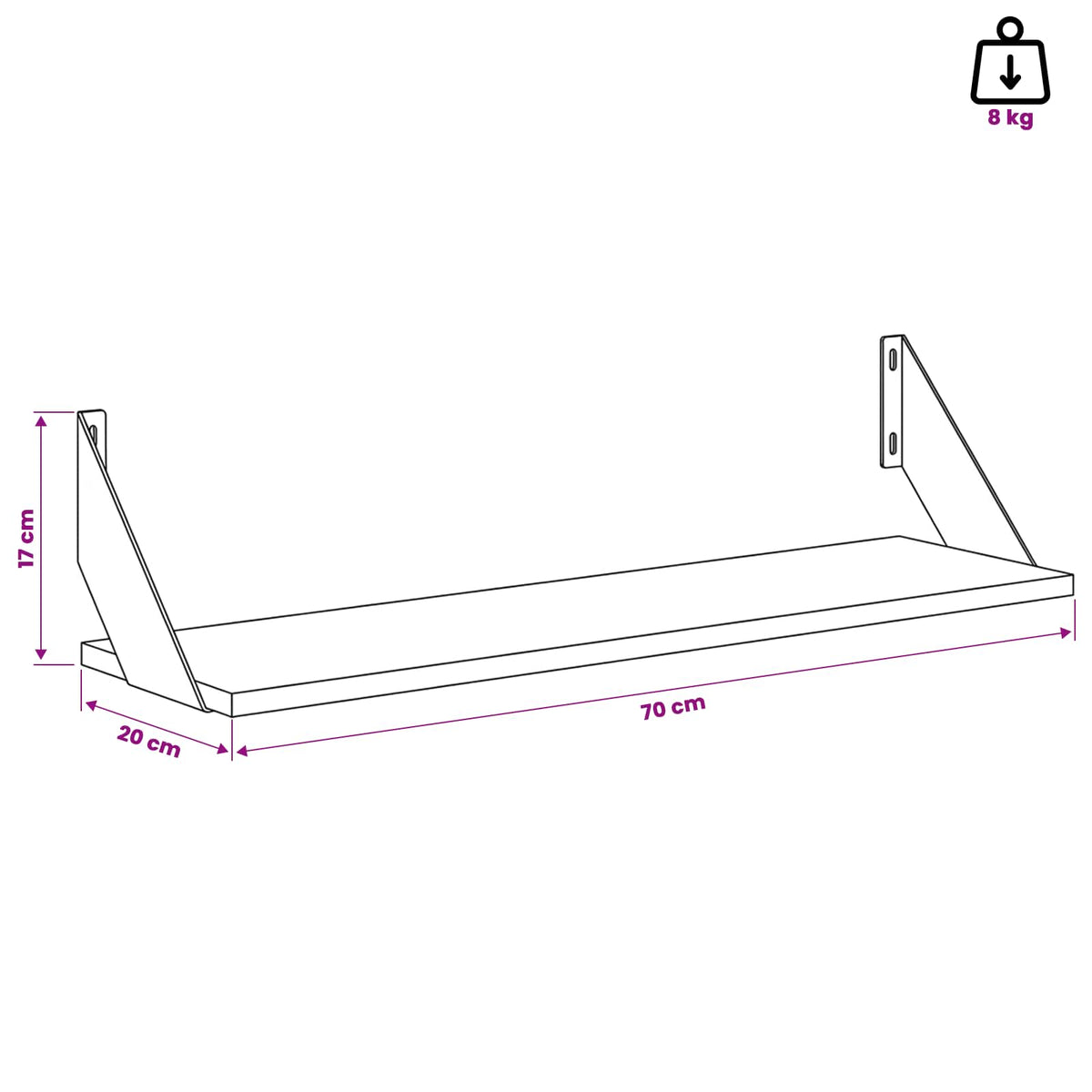 Wall Shelves 2 pcs Grey Sonoma 70 x 20 x 17 cm