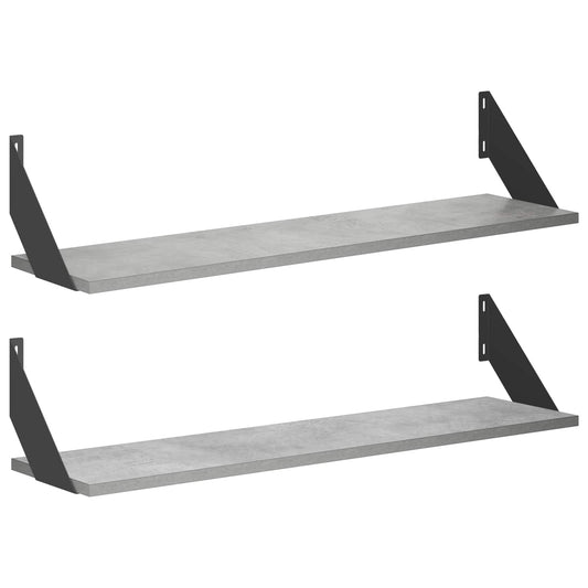 Wall Shelves 2 pcs Concrete Grey 80 x 20 x 17 cm