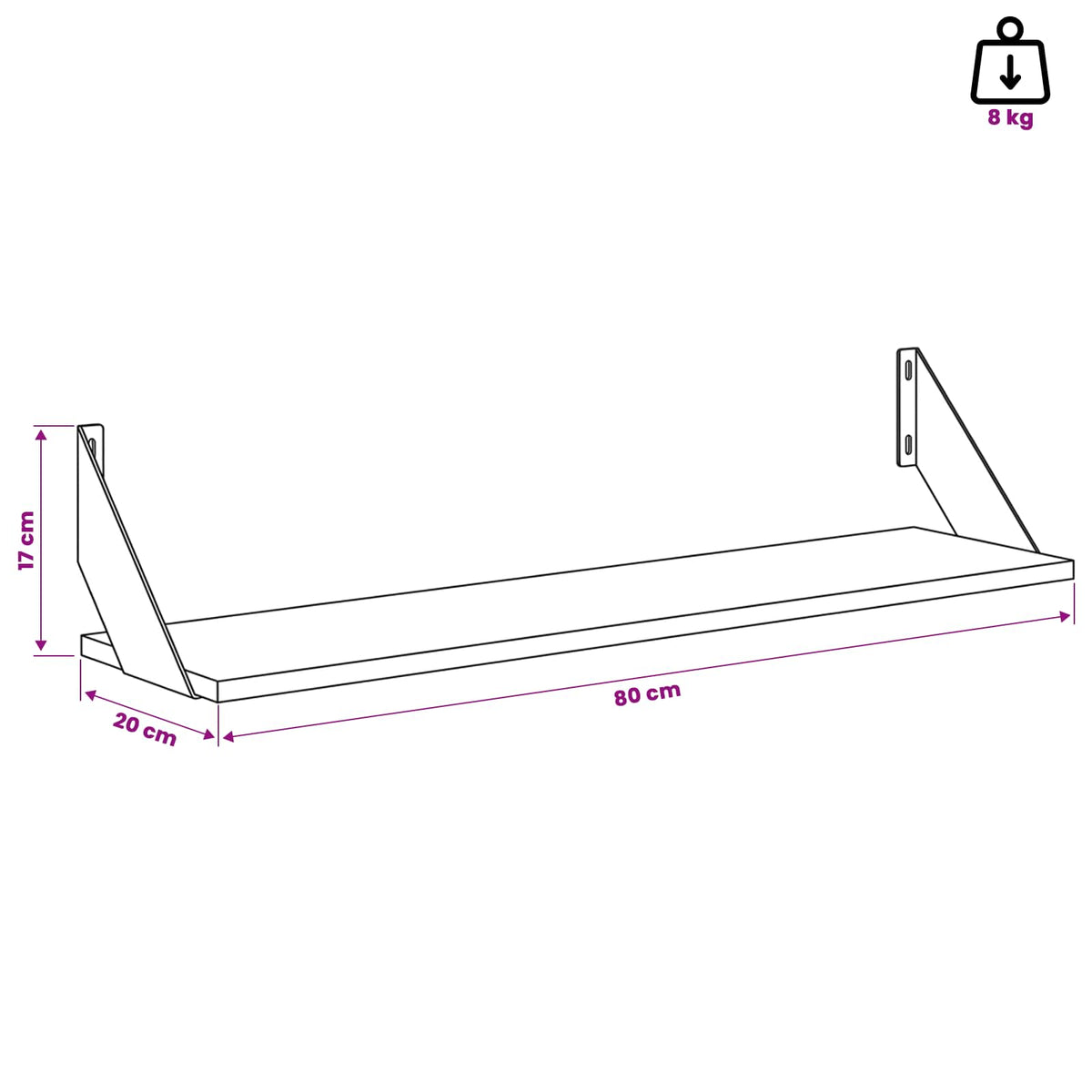 Wall Shelves 2 pcs Concrete Grey 80 x 20 x 17 cm