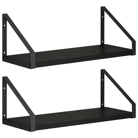 Wall Shelves 2 pcs Black Oak 40 x 16 x 15.5 cm