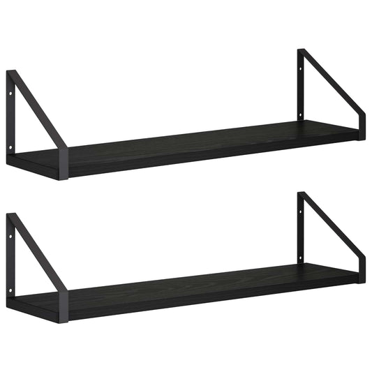 Wall Shelves 2 pcs Black Oak 60 x 16 x 15.5 cm