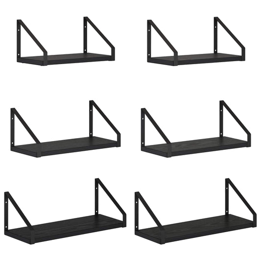 Wall Shelves 6 pcs Black Oak 40 x 16 x 15.5 cm