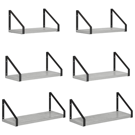 Wall Shelves 6 pcs Concrete Grey 40 x 16 x 15.5 cm