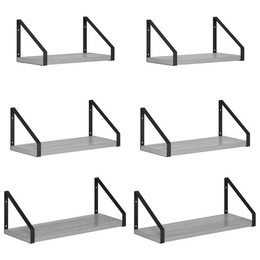 Wall Shelves 6 pcs Grey Sonoma 40 x 16 x 15.5 cm