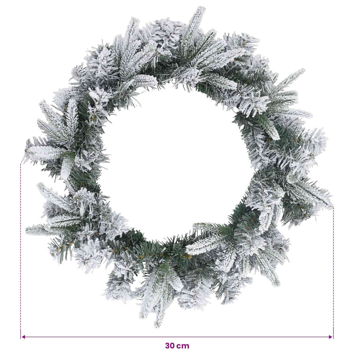 Christmas Wreath Green and White Ø 30 cm PVC and PE