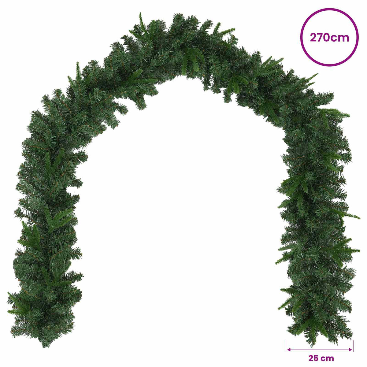 Christmas Garland Green 270 cm PVC and PE