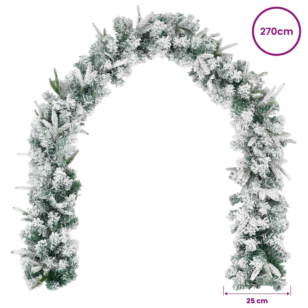 Christmas Garland Green and White 270 cm PVC and PE