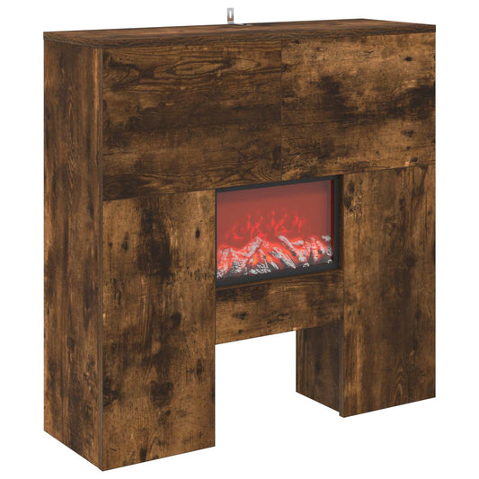 Electric Fireplace Smoked Oak 75 x 24.5 x 75 cm Engineered wood
