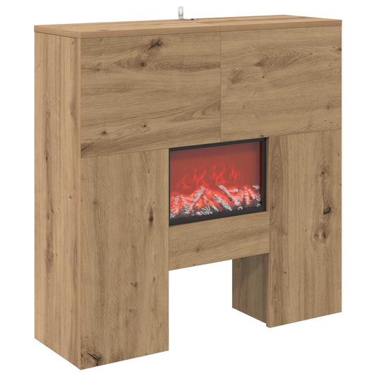Electric Fireplace Artisan Oak 75 x 24.5 x 75 cm