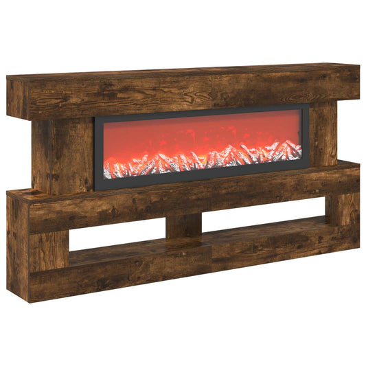 Electric Fireplace Smoked Oak 150 x 21 x 77 cm Engineered wood