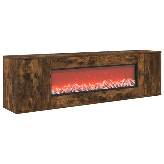 Electric Fireplace Smoked Oak 155 x 30 x 44 cm Engineered wood