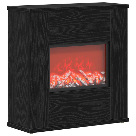Electric Fireplace Black Oak 47 x 18 x 48 cm Engineered wood