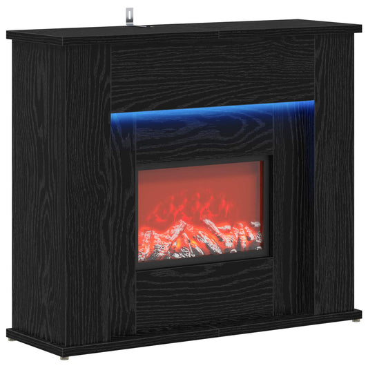 Fireplace with LED Strip Black Oak 63 x 20 x 54.5 cm