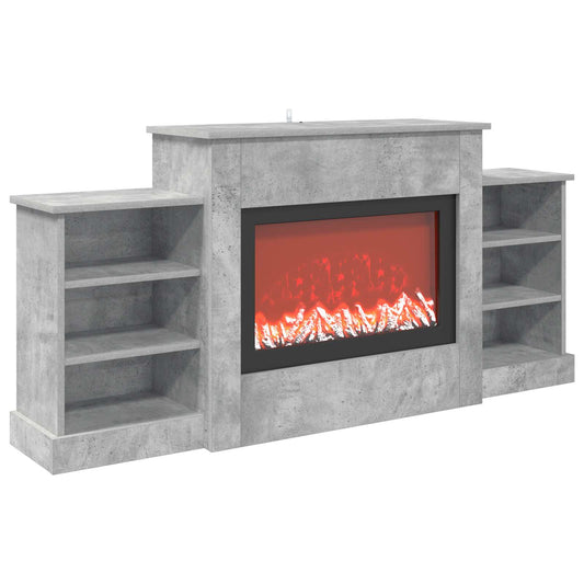 Electric Fireplace Concrete 140 x 30 x 67 cm Engineered wood