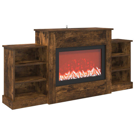 Electric Fireplace Smoked Oak 140 x 30 x 67 cm Engineered wood