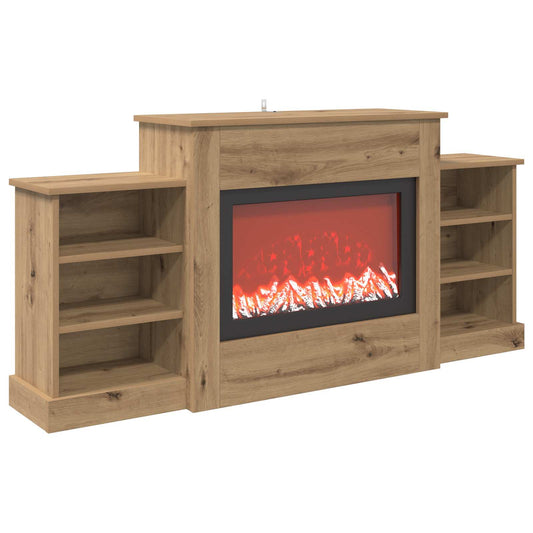 Electric Fireplace Artisan Oak 140 x 30 x 67 cm Engineered wood