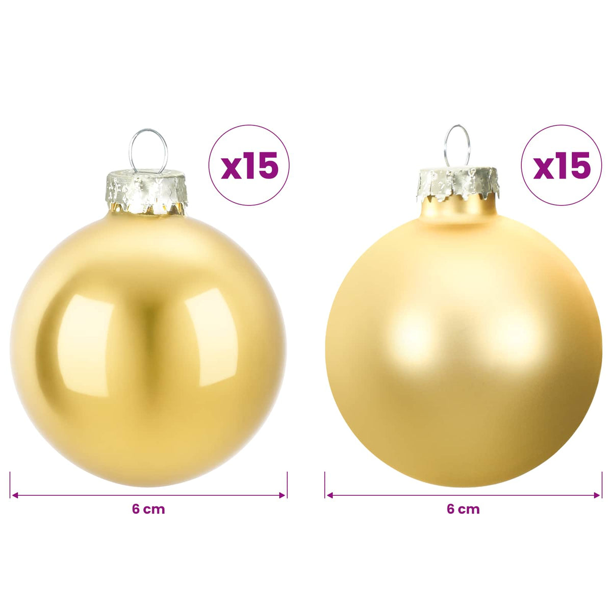 Christmas Ball Set 30 pcs Gold 6 cm Polystyrene