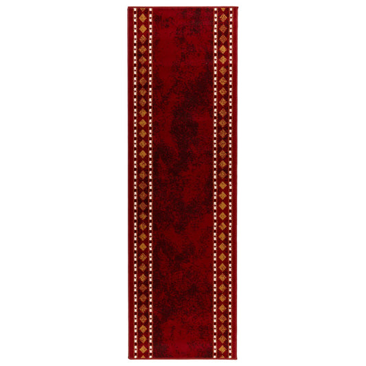 Runner Rug FLORNES Woven Red Diamonds 67 x 200 cm PP 7 mm