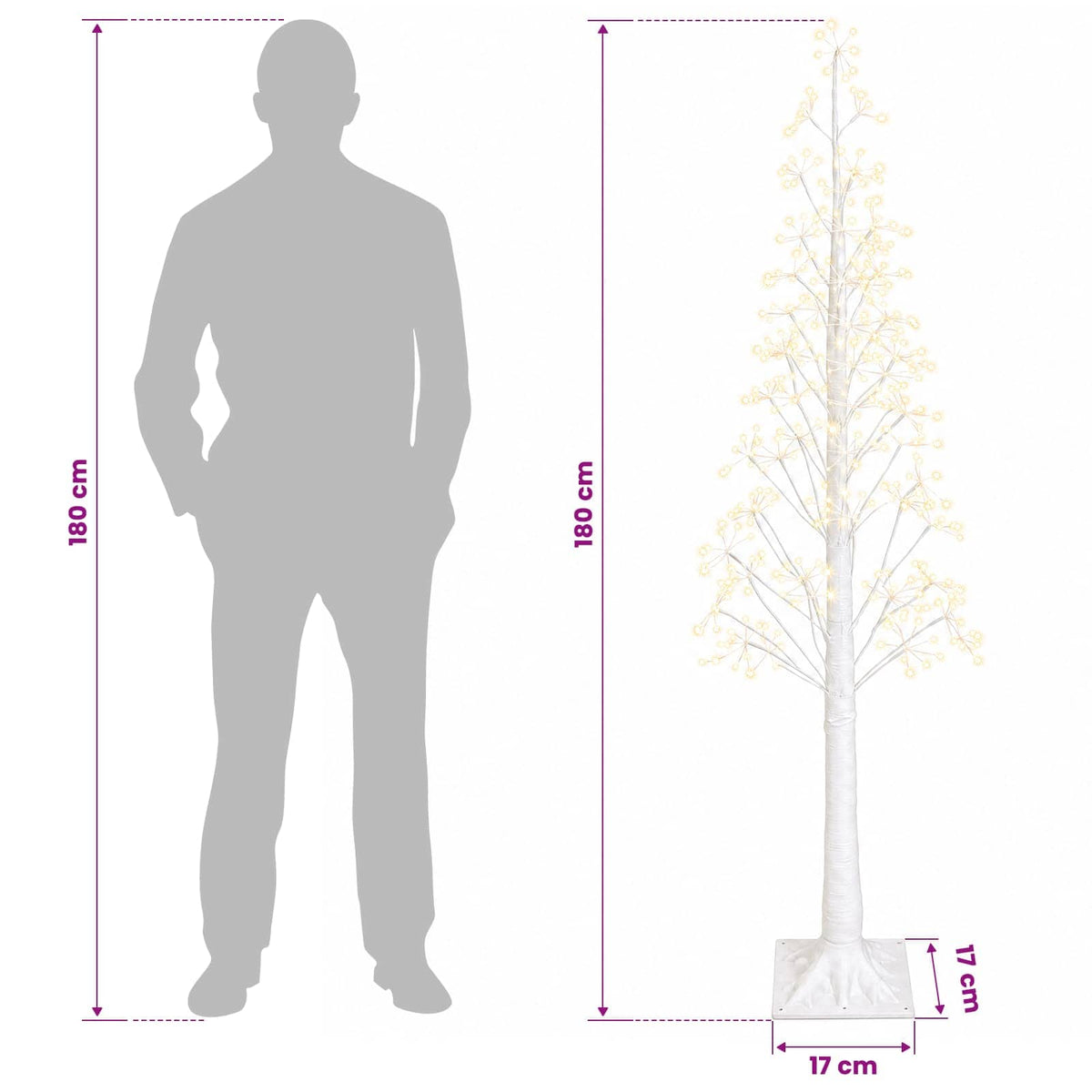 Starburst Christmas Tree White 180 cm Plastic 432 LEDs