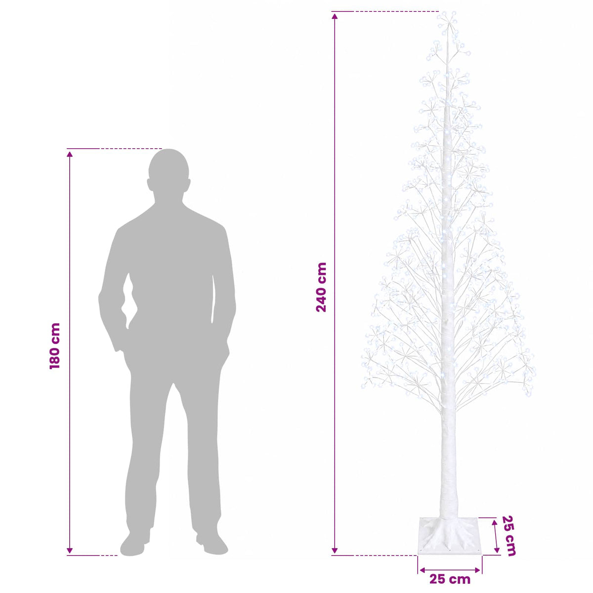 Starburst Christmas Tree White 25 x 25 x 240 cm Plastic