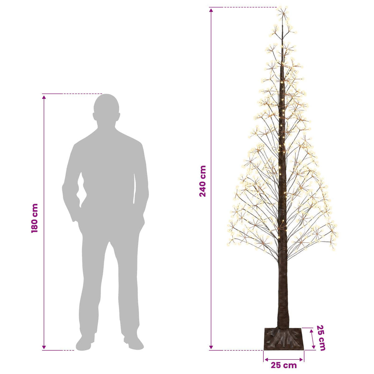 Starburst Christmas Tree Brown 240 cm Plastic 688 LEDs