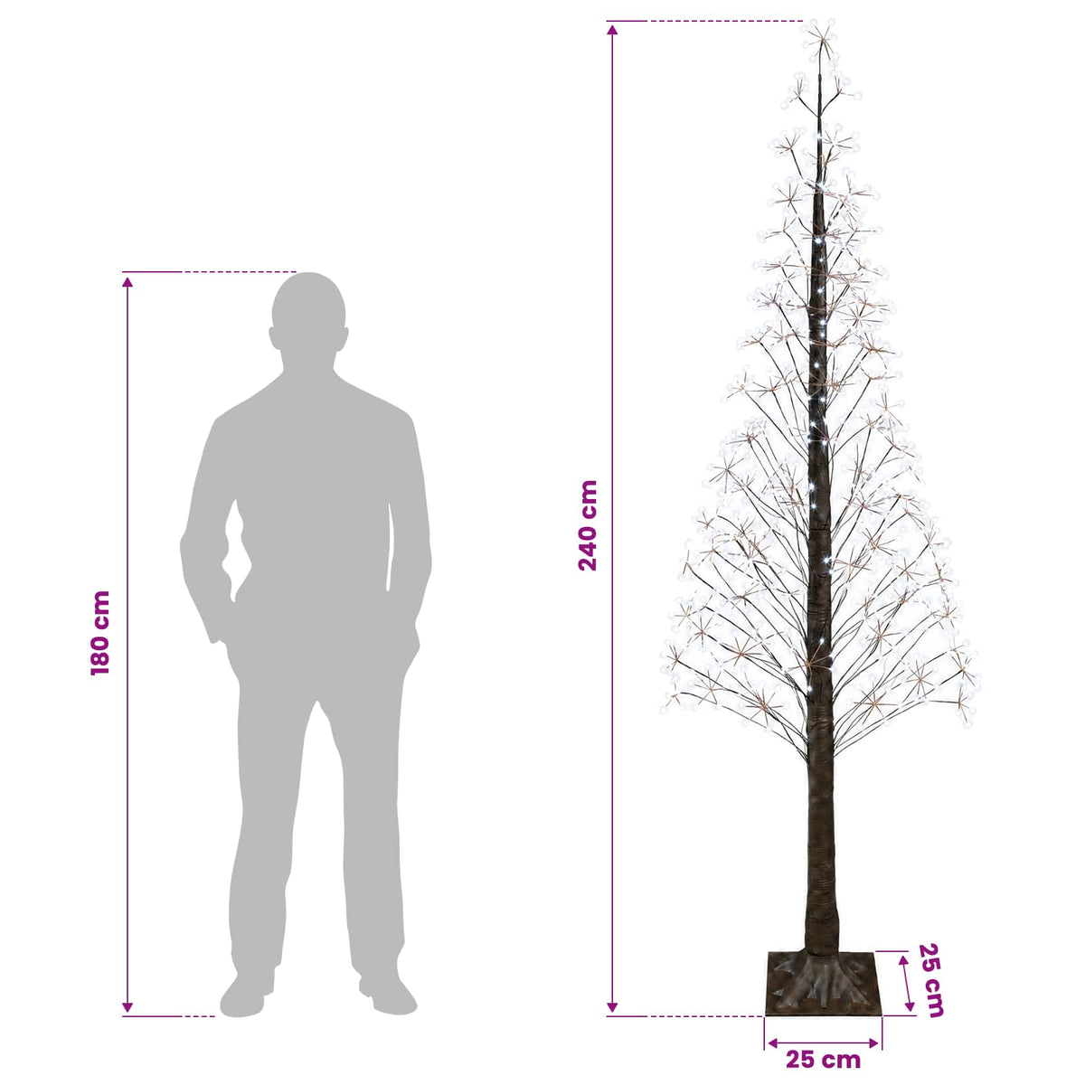 Starburst Christmas Tree Brown 240 cm Plastic 688 LEDs