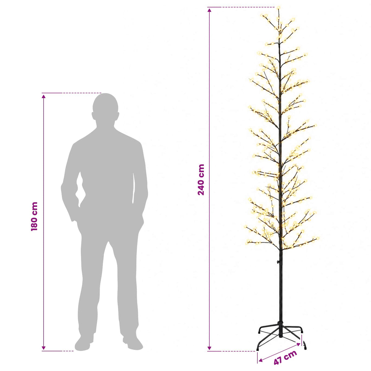 Micro Birch Christmas Tree Black 240 cm Steel 675 LEDs