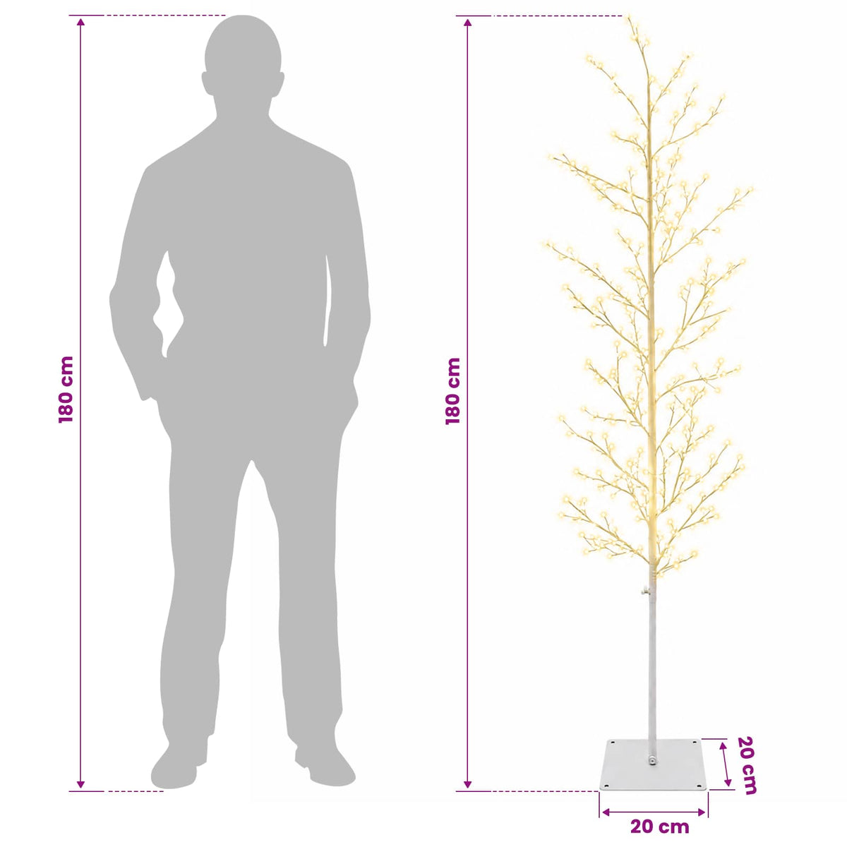 Micro Birch Christmas Tree White 20 x 20 x 180 cm Steel