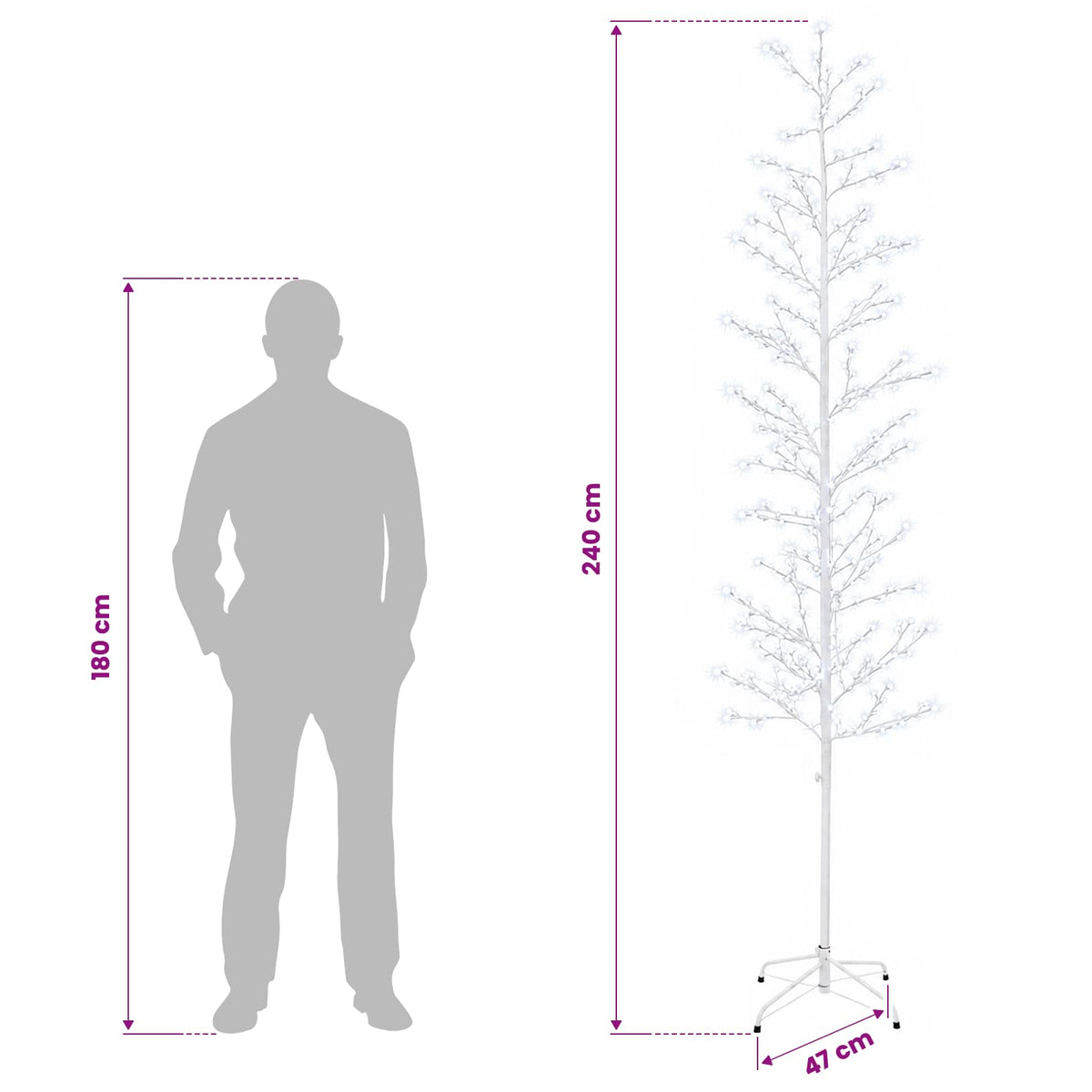 Micro Birch Christmas Tree White 47 x 240 cm Steel 675 LEDs