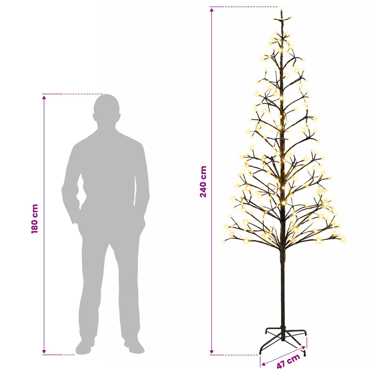 LED String Christmas Tree Black 240 cm Steel 268 LEDs