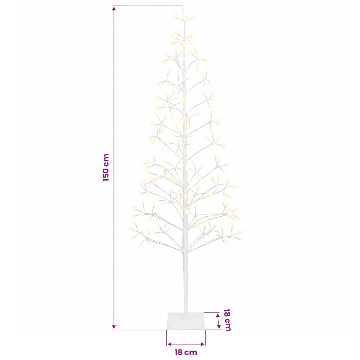 LED String Christmas Tree White 18 x 18 x 150 cm Steel 164 LEDs