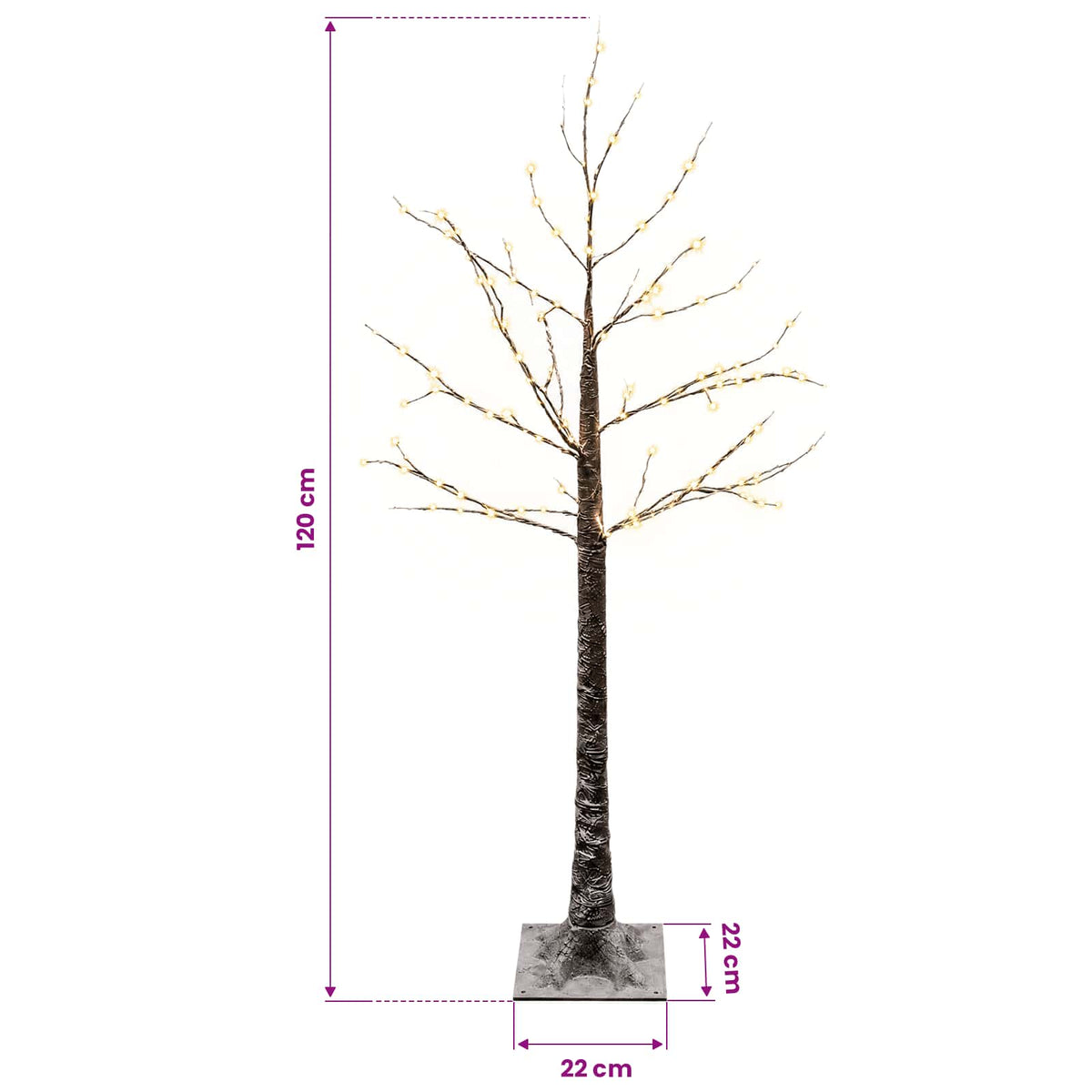 Snow-Covered LED Christmas Tree Brown 22 x 22 x 120 cm Plastic