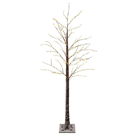 Snow-Covered LED Christmas Tree Brown 22 x 22 x 180 cm Plastic