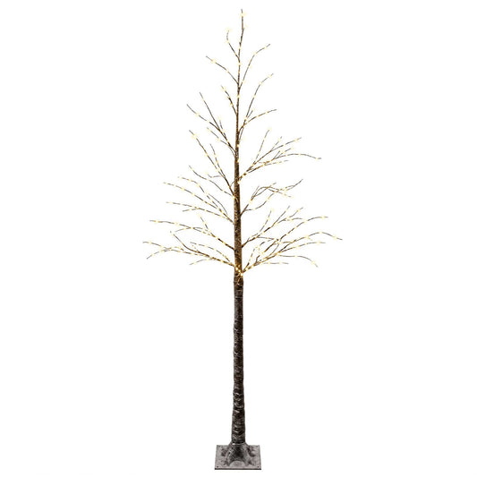 Snow-Covered LED Christmas Tree Brown 25 x 25 x 210 cm Plastic