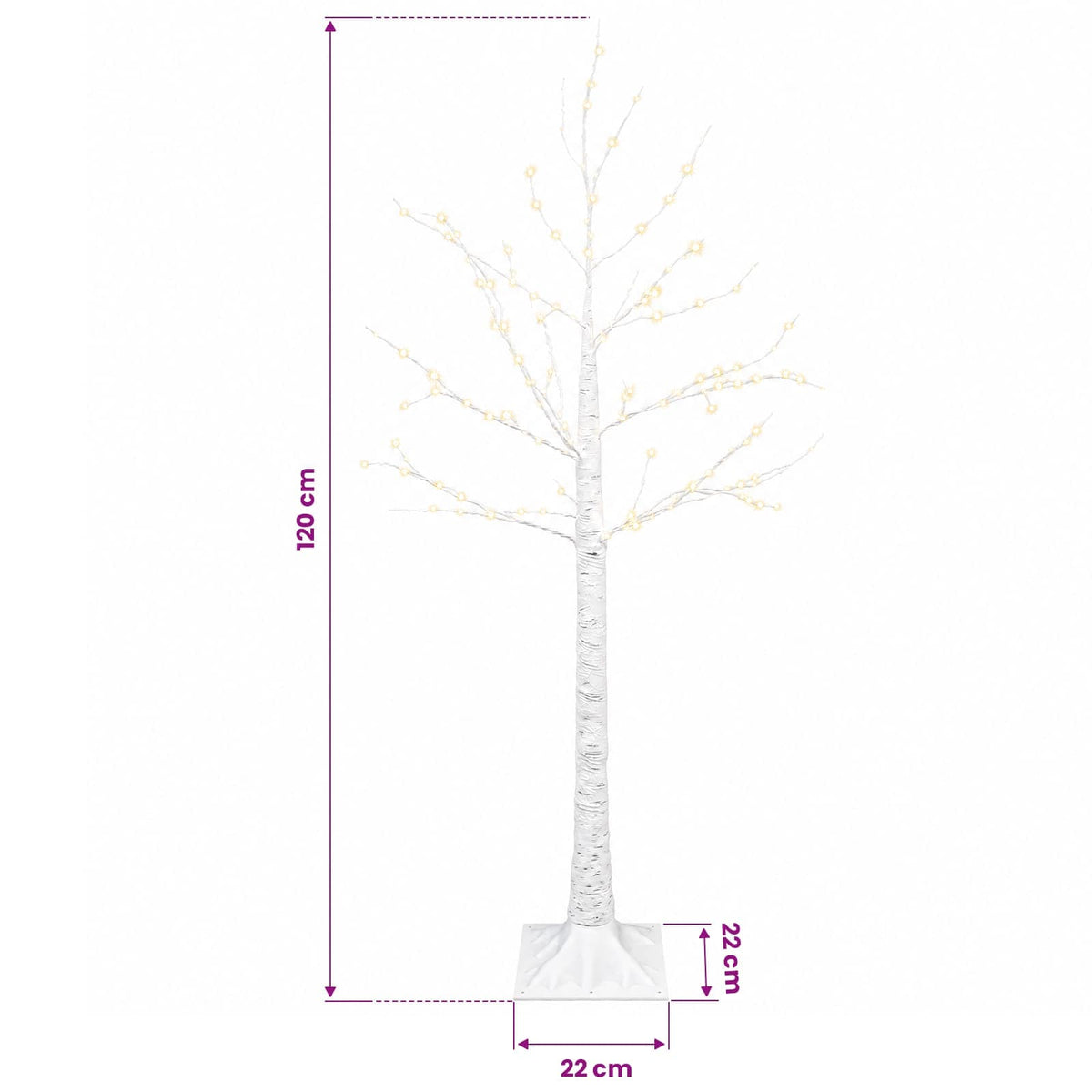 Birch Christmas Tree White 22 x 22 x 120 cm Plastic 174 LEDs