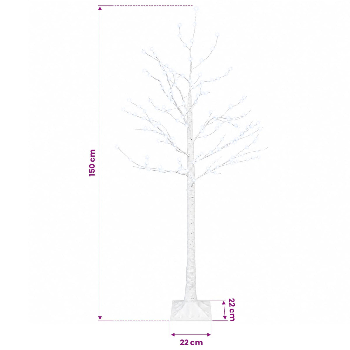 Birch Christmas Tree White 22 x 22 x 150 cm Plastic 232 LEDs
