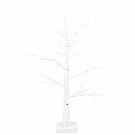 LED Birch Christmas Tree 2 pcs White 10 x 10 x 58 cm Plastic